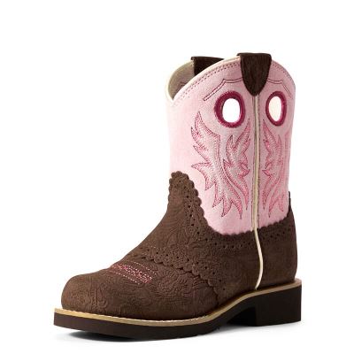 Ariat Fatbaby Cowboy - Western Laarzen Bruin / Roze Kinderen - 10233-357